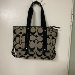 Coach Kyra Signature C's Gray Black Tote Shoulder  Bag  F18855